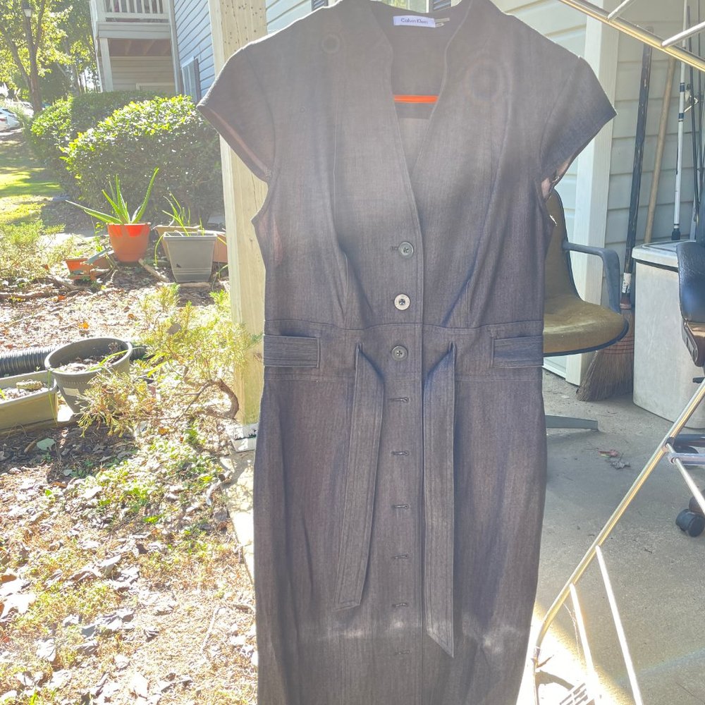 New Calvin Klein Summer Silk Denim Dress Black